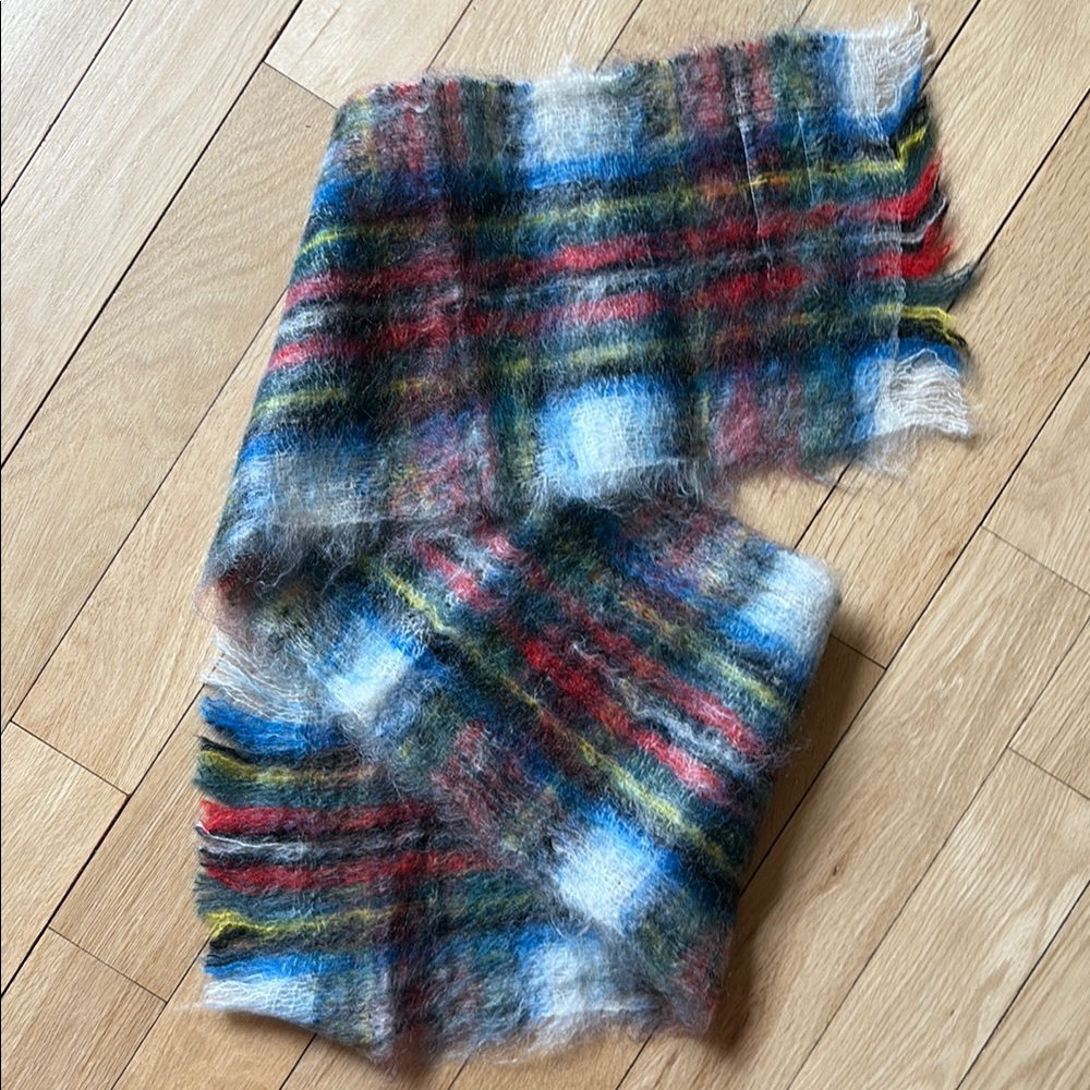 Colorful Plaid mohair and wool scarf